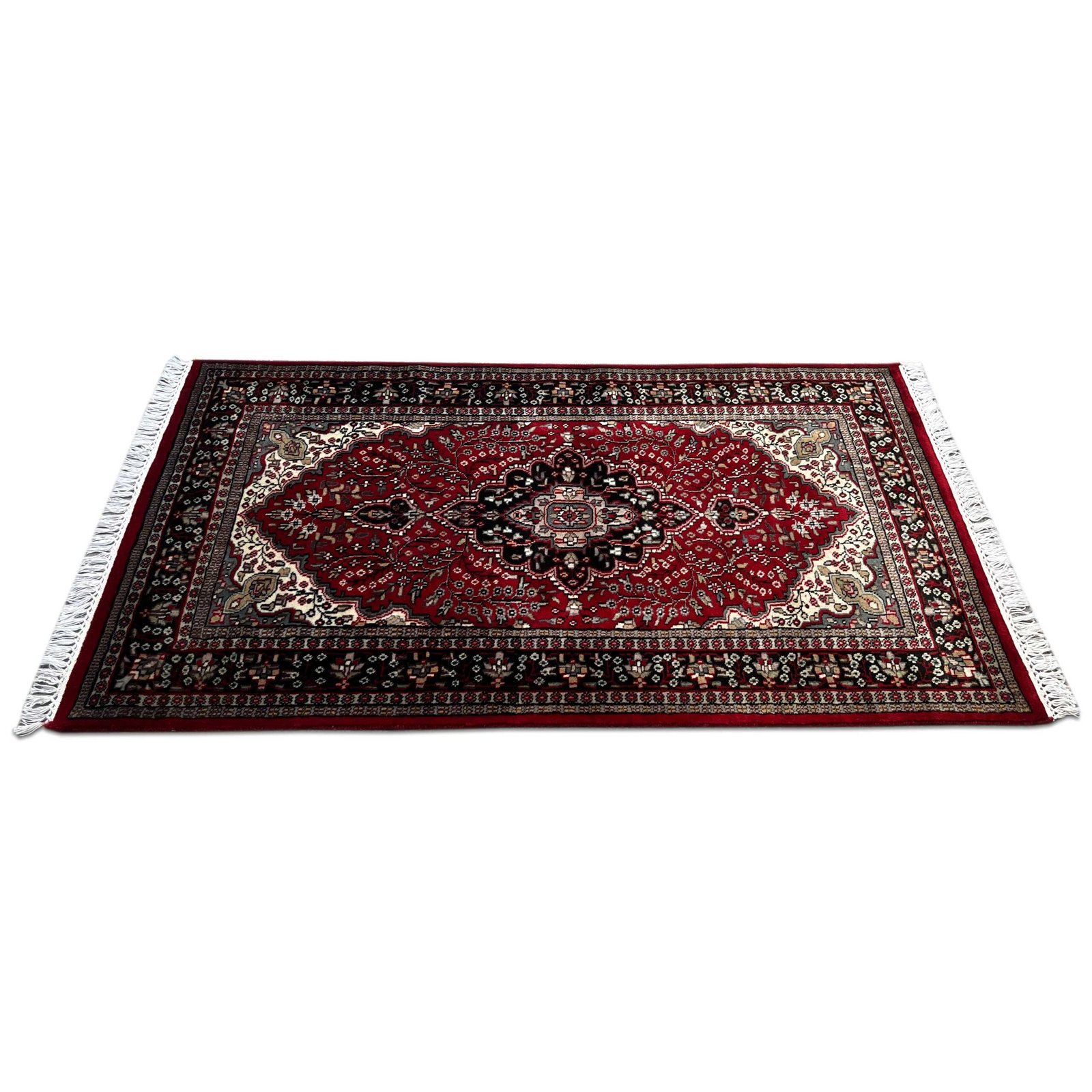 3x5 ft Hand Knotted Persian Carpet Wool Maroon - Image 6