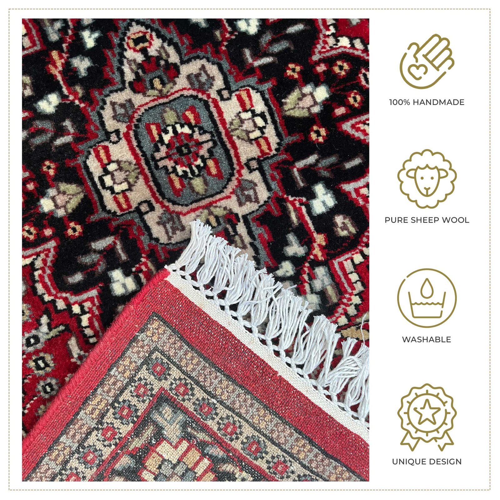 3x5 ft Hand Knotted Persian Carpet Wool Maroon - Image 5