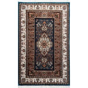 Handmade Hand-Knotted Wool Area Carpet, Blue, Traditional Oriental Style, 3x5 Ft