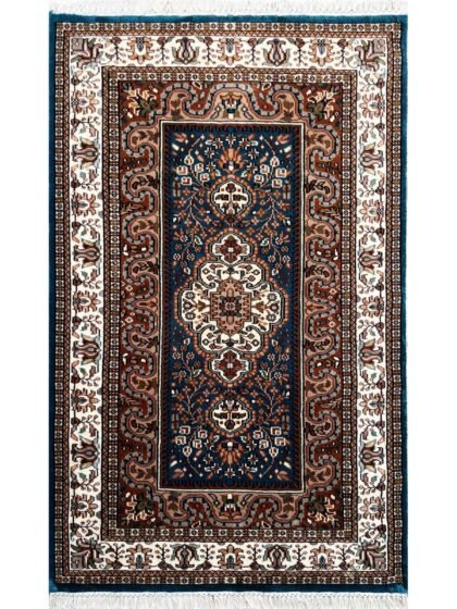 Handmade Hand-Knotted Wool Area Carpet, Blue, Traditional Oriental Style, 3x5 Ft