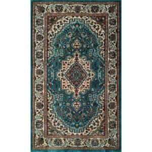 3x5 Feet Turquoise Hand Knotted Wool Carpet Persian