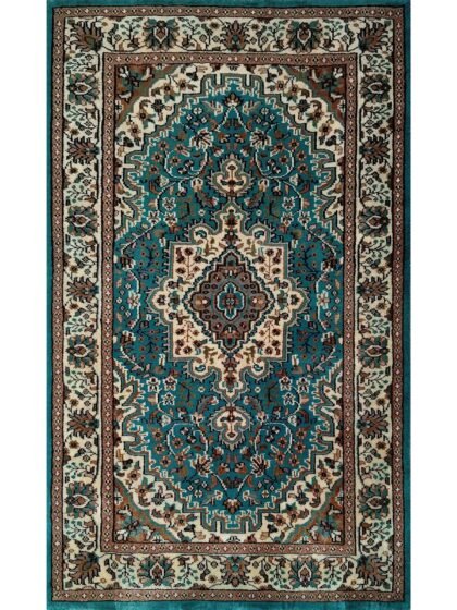 3x5 Feet Turquoise Hand Knotted Wool Carpet Persian