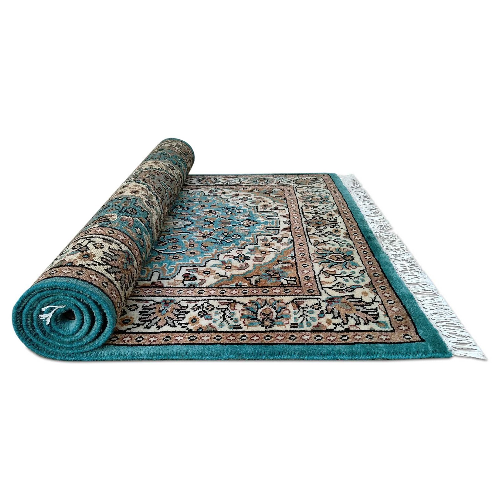 3x5 Feet Turquoise Hand Knotted Wool Carpet Persian - Image 6