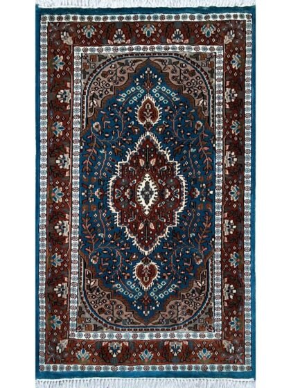 3x5 ft Hand-knotted Woolen Carpet Persian Turquoise