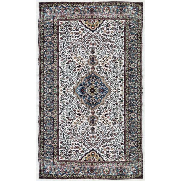 3x5 Feet Hand Knotted Bamboo Silk Carpet (White)