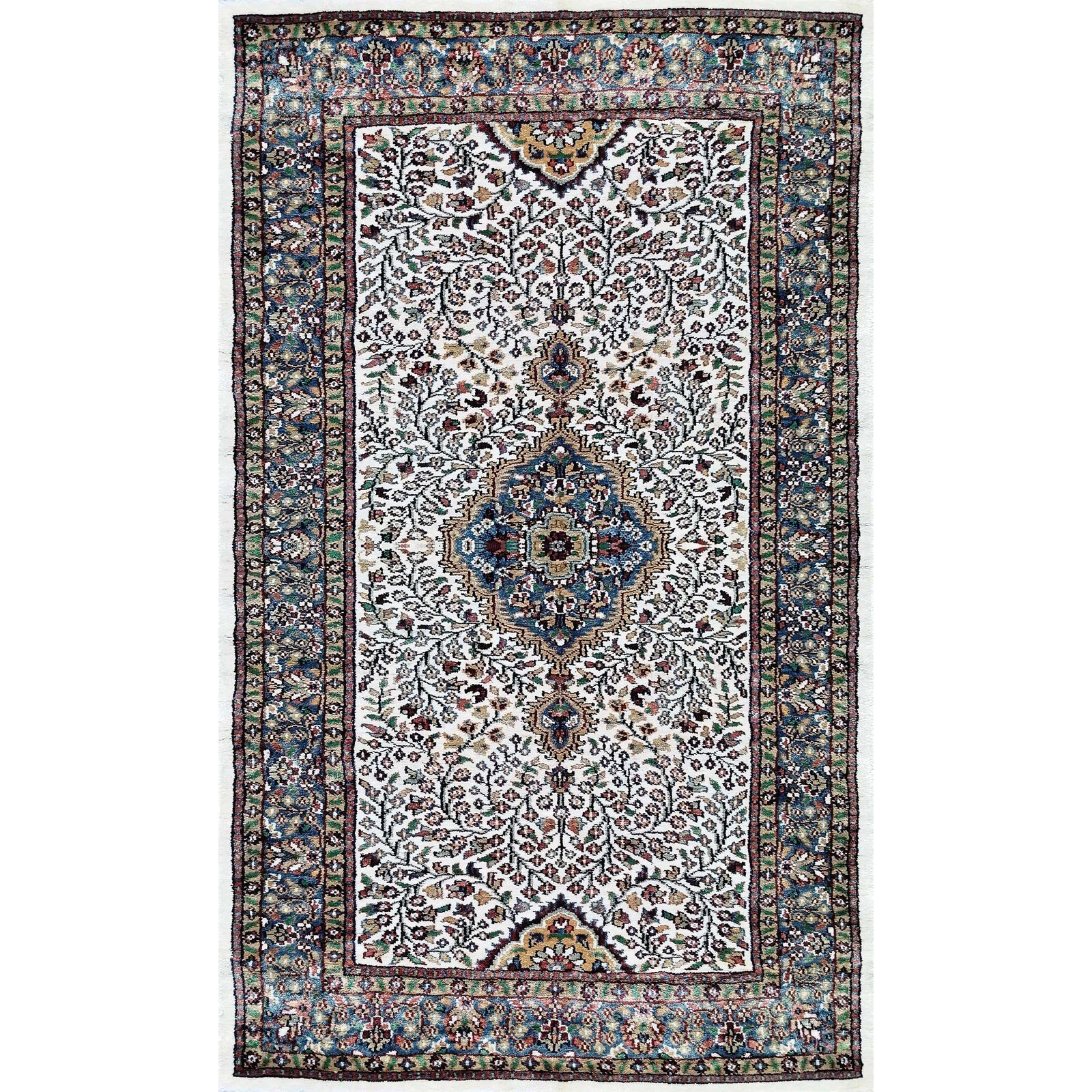 3x5 Feet Hand Knotted Bamboo Silk Carpet (White)