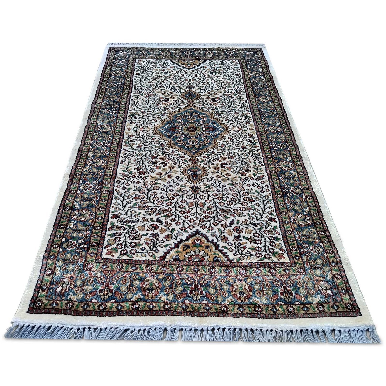 3x5 Feet Hand Knotted Bamboo Silk Carpet (White) - Image 2