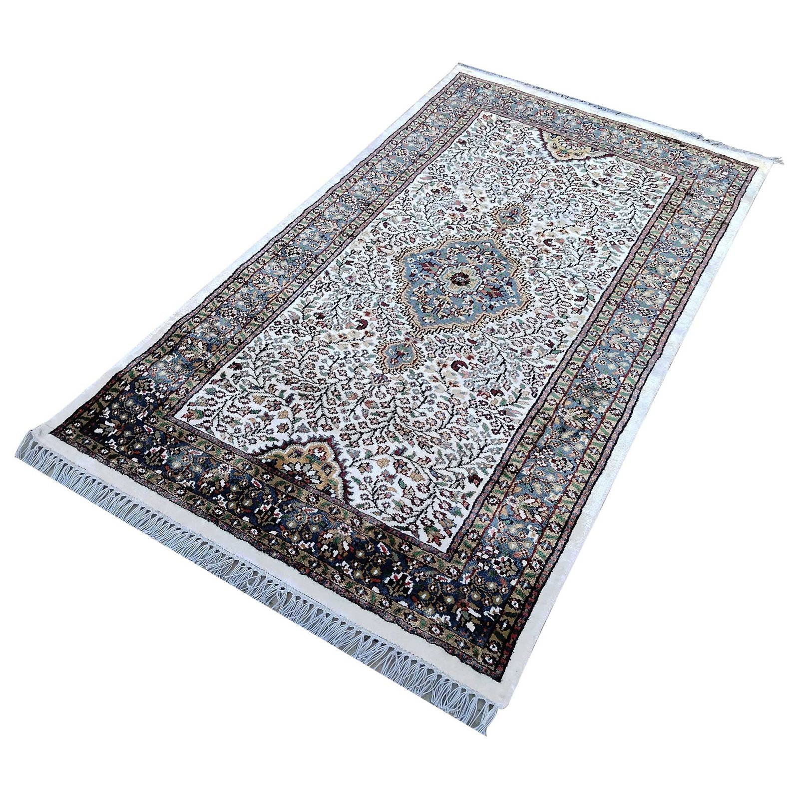 3x5 Feet Hand Knotted Bamboo Silk Carpet (White) - Image 3