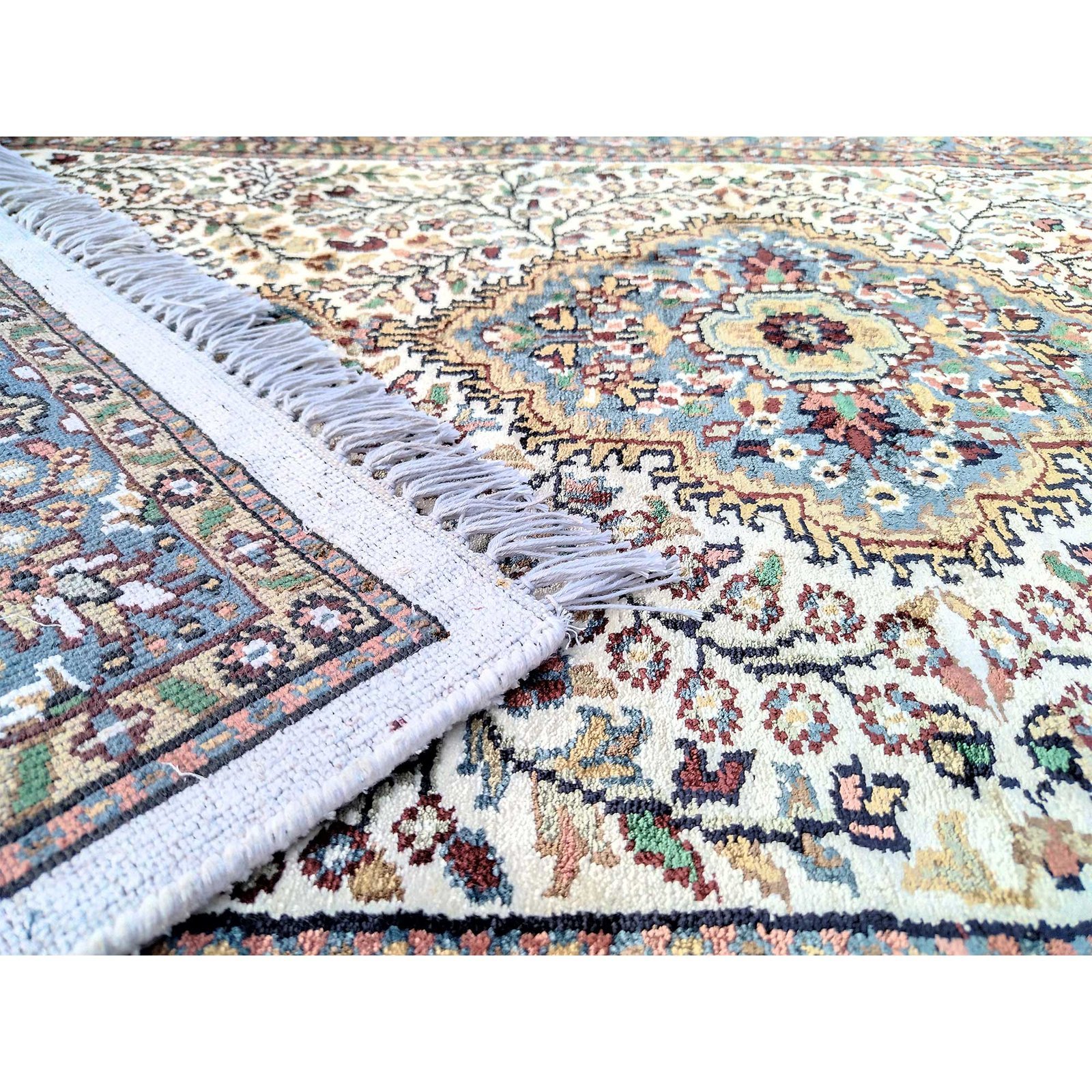 3x5 Feet Hand Knotted Bamboo Silk Carpet (White) - Image 6