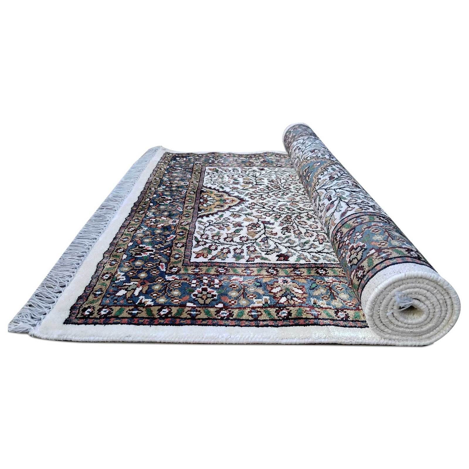 3x5 Feet Hand Knotted Bamboo Silk Carpet (White) - Image 7