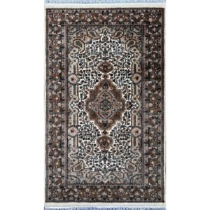 3x5 Hand Knotted Wool Carpet White Indopersian