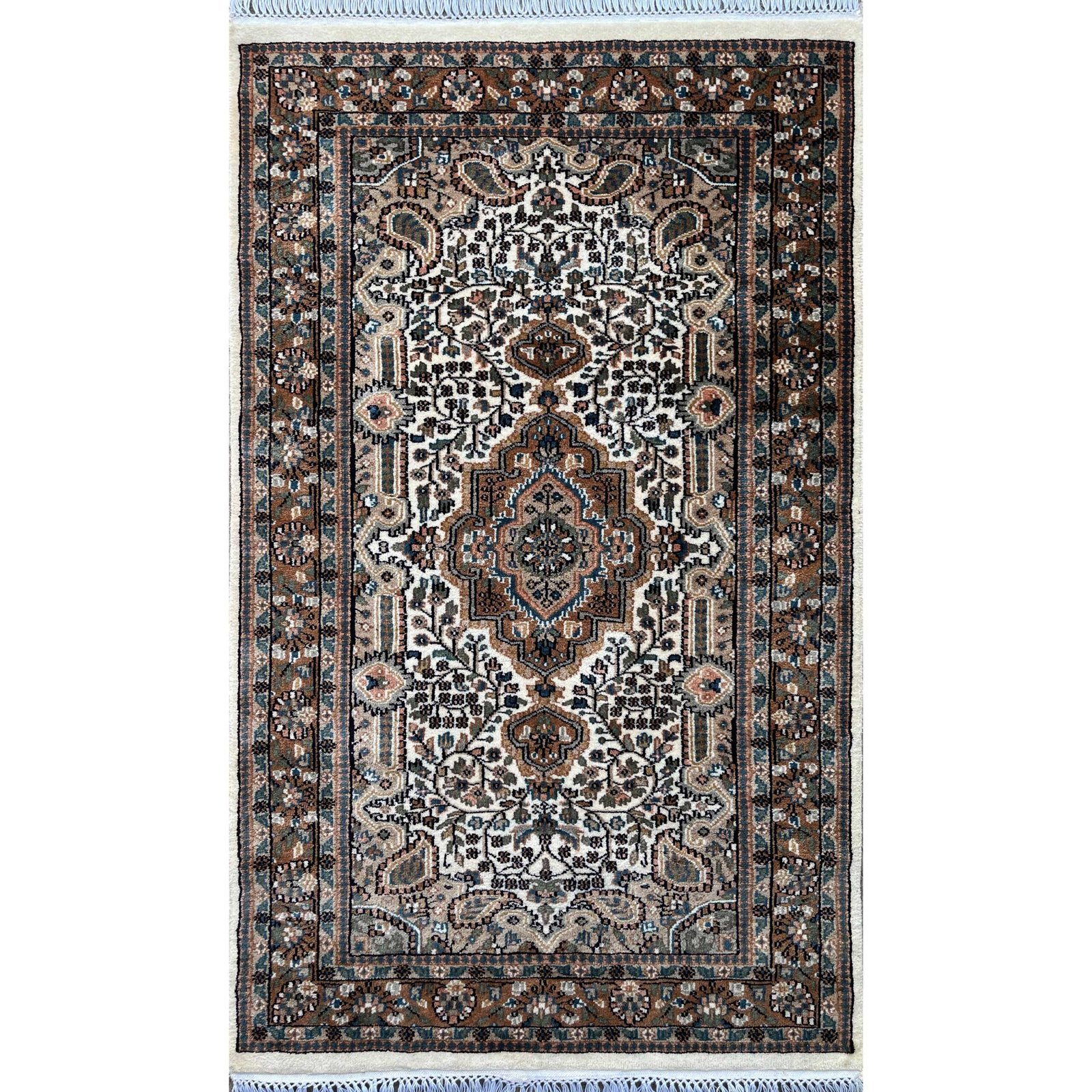 3x5 Hand Knotted Wool Carpet White Indopersian