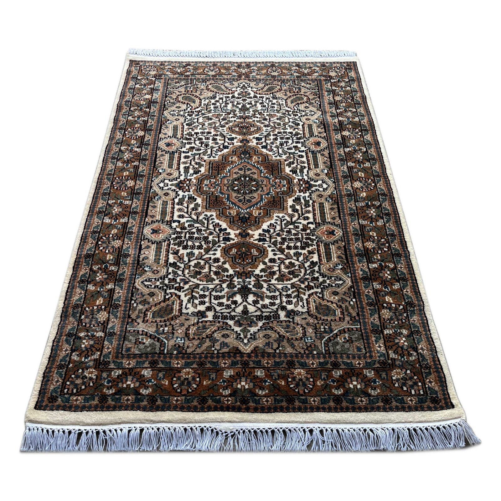 3x5 Hand Knotted Wool Carpet White Indopersian - Image 2