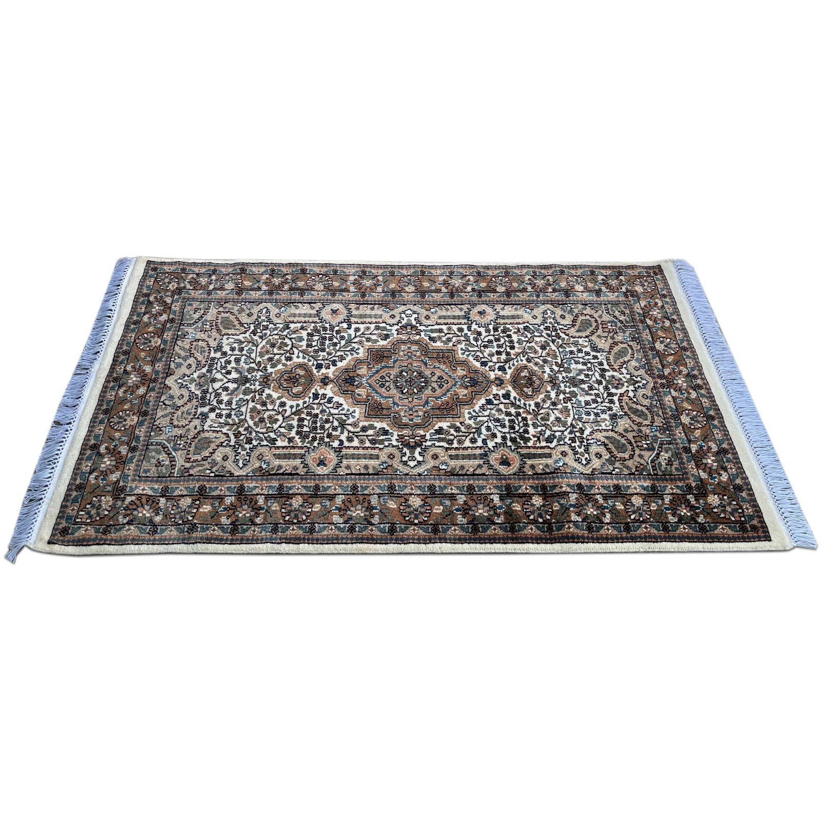 3x5 Hand Knotted Wool Carpet White Indopersian - Image 5