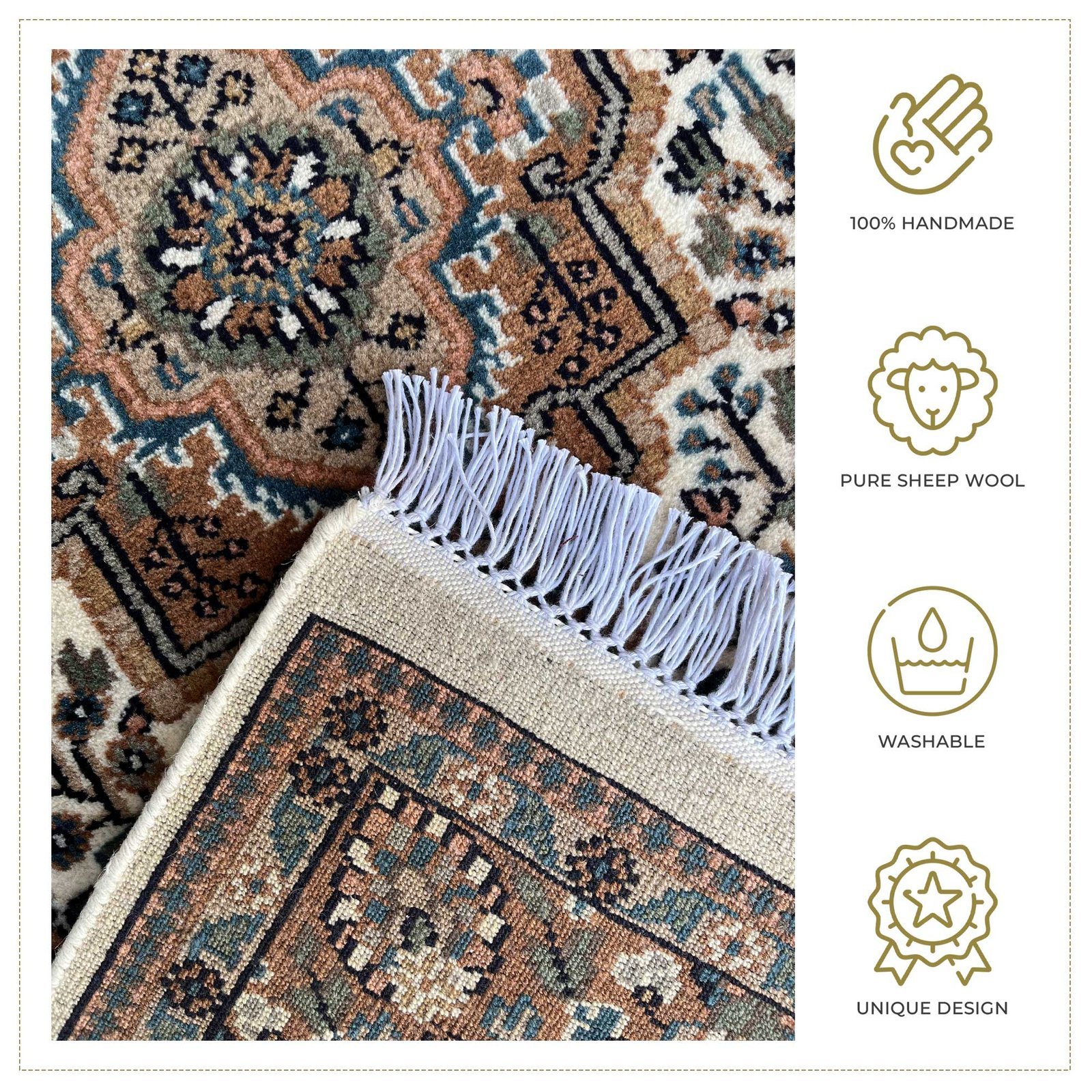 3x5 Hand Knotted Wool Carpet White Indopersian - Image 4