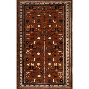 3x5 Handmade Hand Knotted Wool Carpet Pigeon Copper