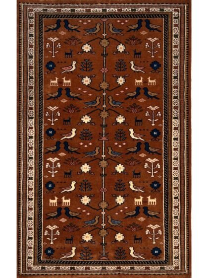 3x5 Handmade Hand Knotted Wool Carpet Pigeon Copper