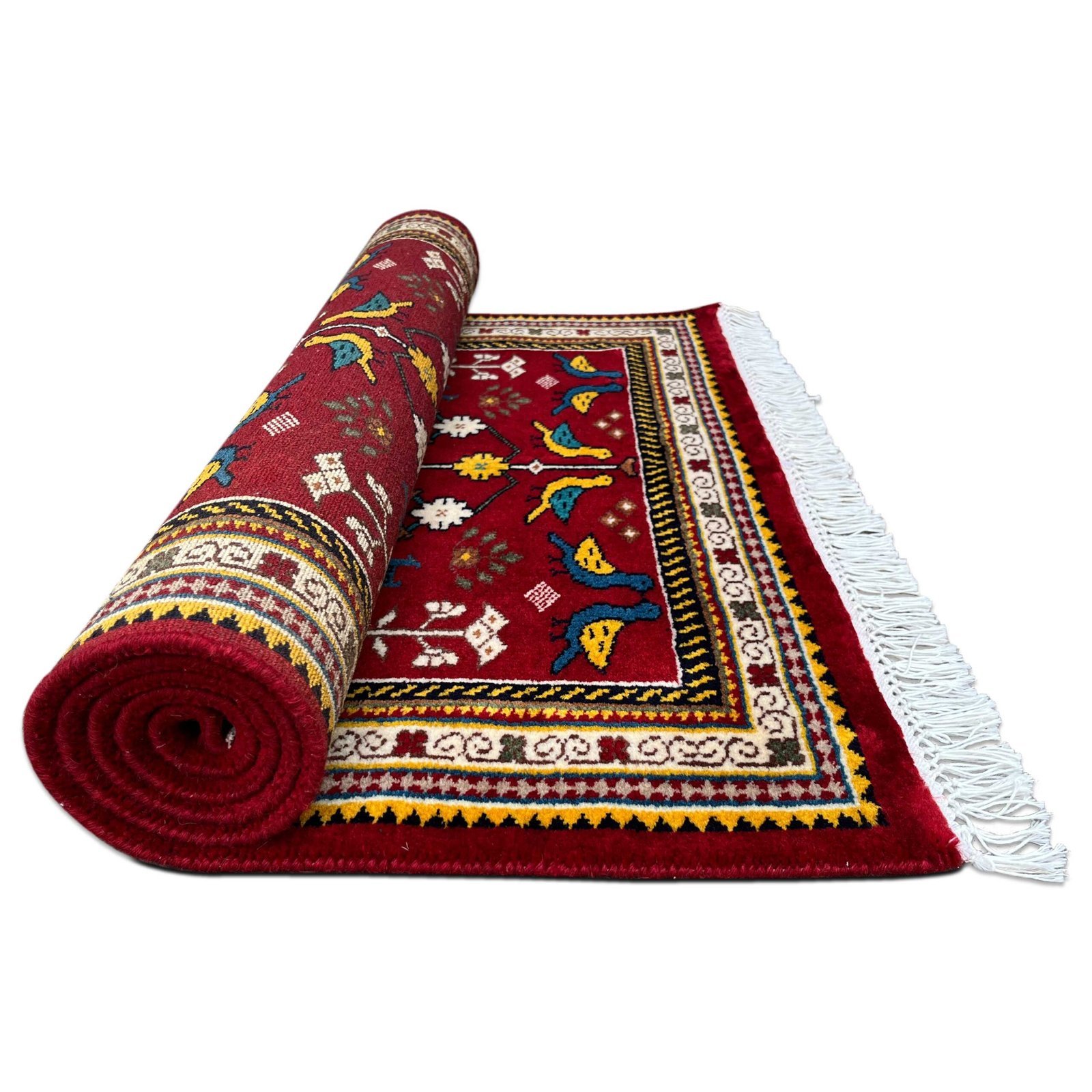 3x5 ft Hand Knotted Wool Carpet Red Pigeon - Image 3