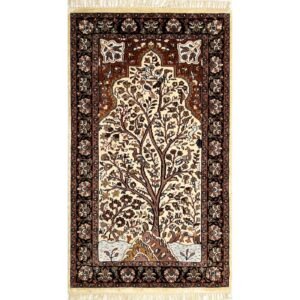 3x5 ft Hand Knotted Woolen Carpet Silwatri Ivory