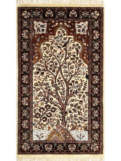 3x5 ft Hand Knotted Woolen Carpet Silwatri Ivory