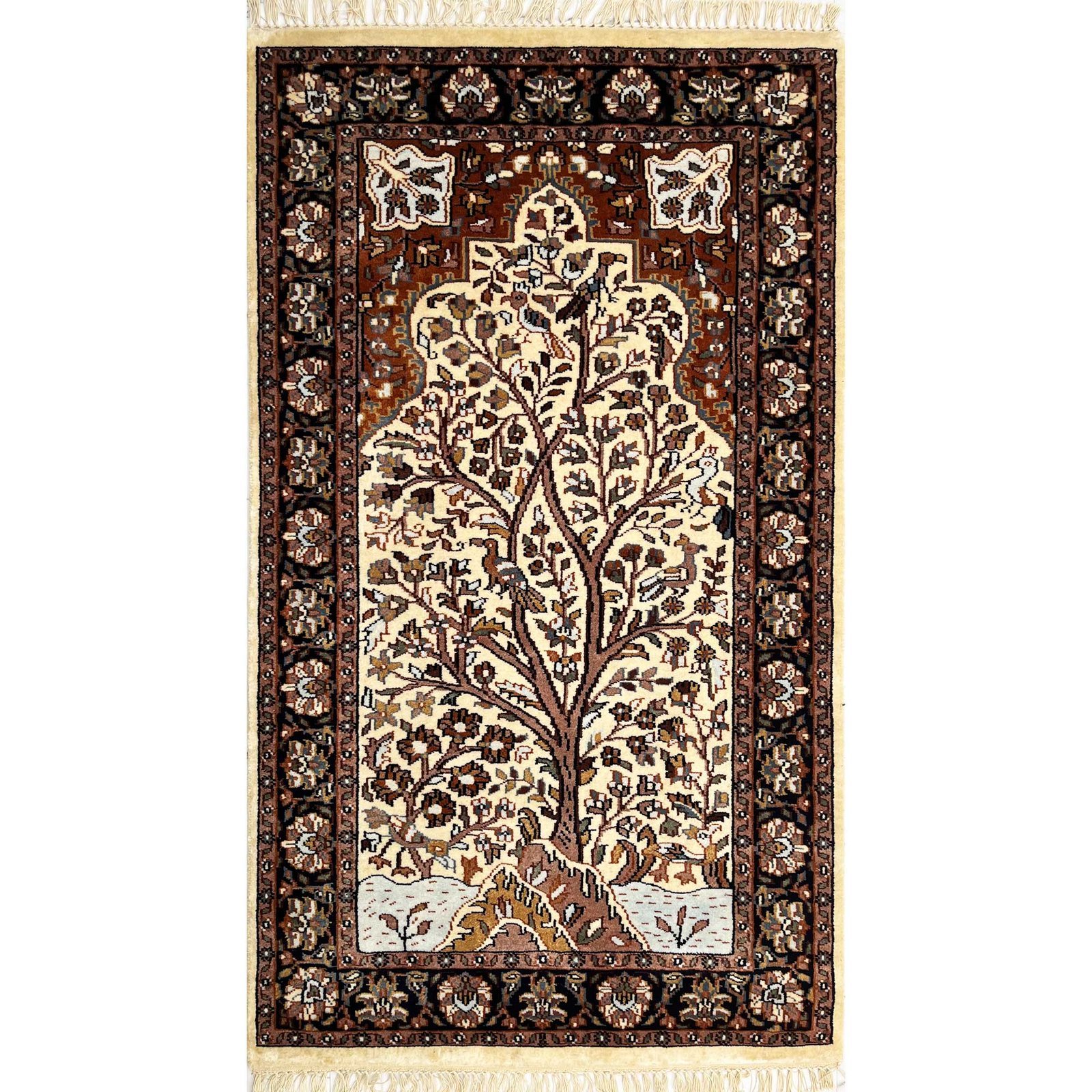 3x5 ft Hand Knotted Woolen Carpet Silwatri Ivory