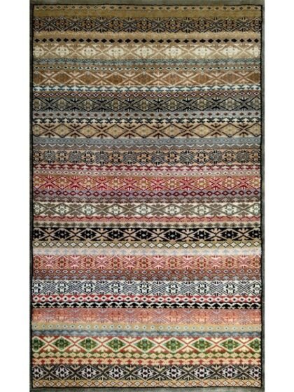 3×5 Feet Hand Knotted Zanjeera Wool Carpet Olive & Multi