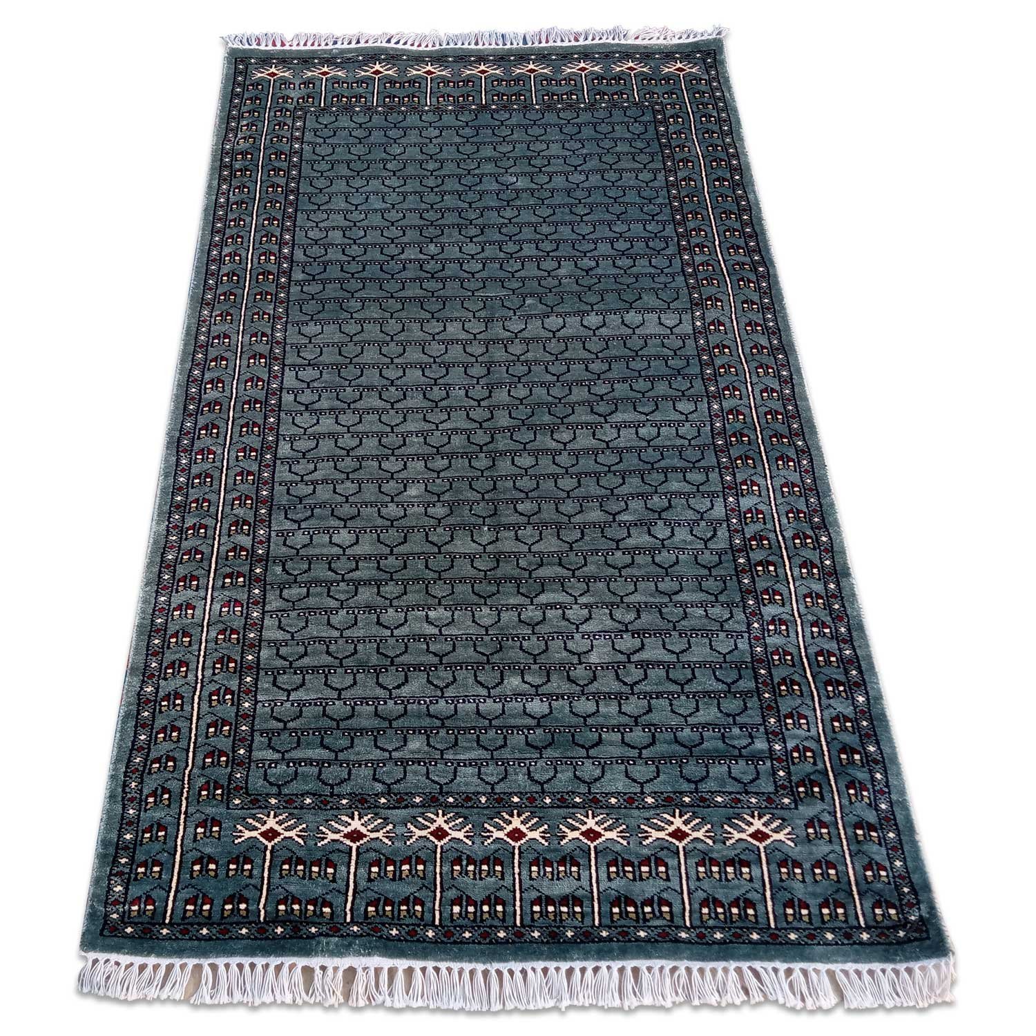 3×5 Feet Handmade Bamboo Silk Carpet Parda Blue