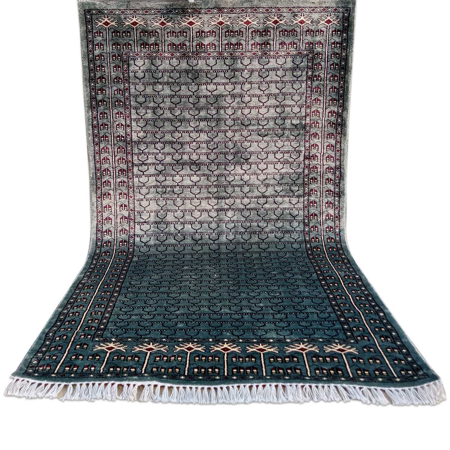 3×5 Feet Handmade Bamboo Silk Carpet Parda Blue - Image 2