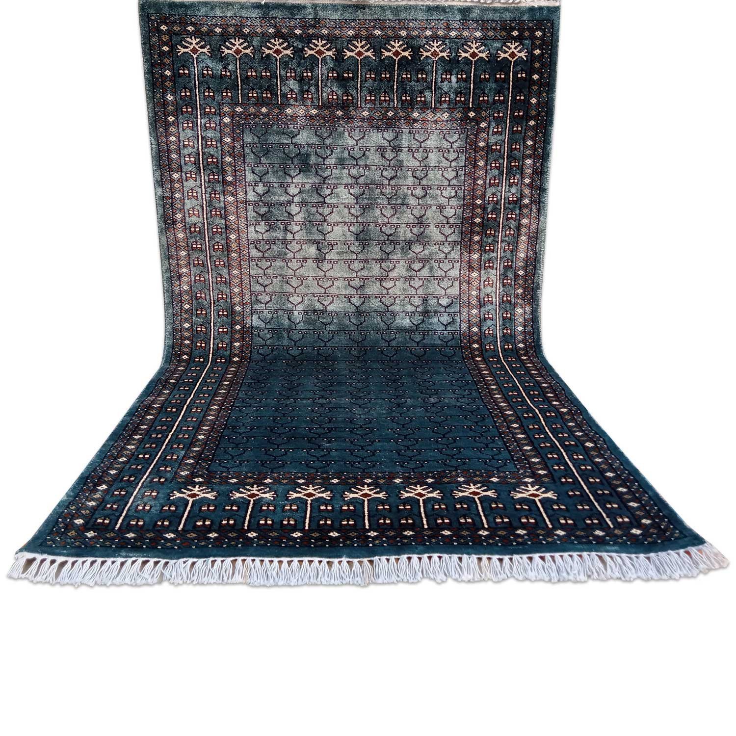3×5 Feet Royal Grey Hand Knotted Parda Carpet - Image 3