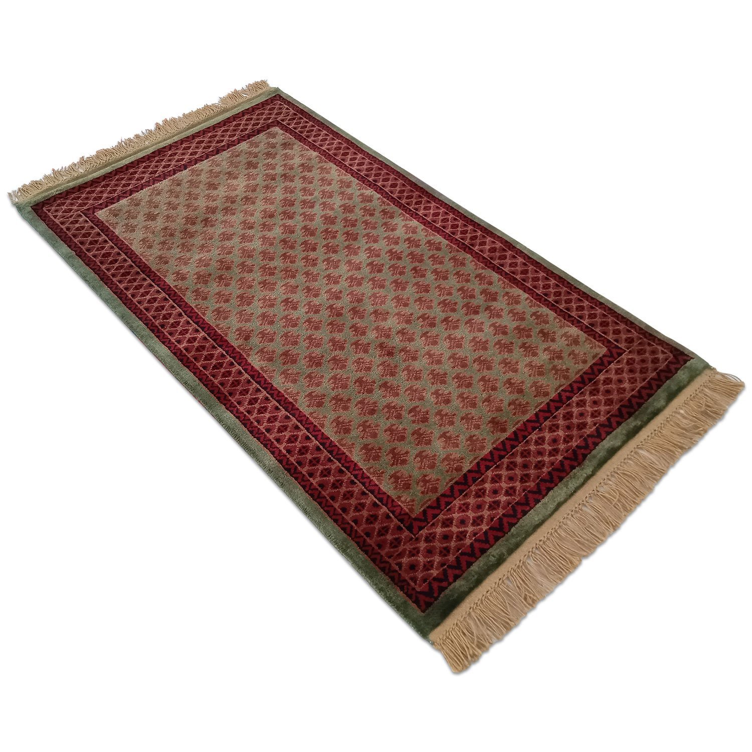 3×5 Feet Green Hand Knotted Lichi Wool Carpet - Image 2
