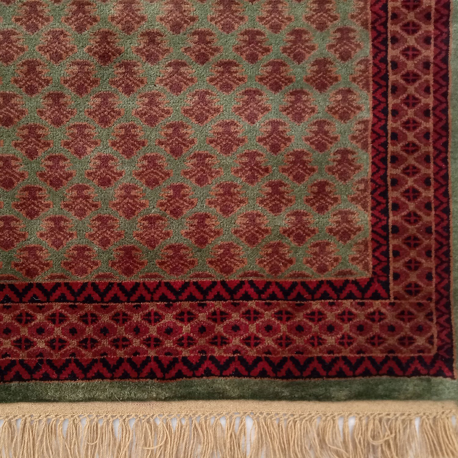 3×5 Feet Green Hand Knotted Lichi Wool Carpet - Image 3
