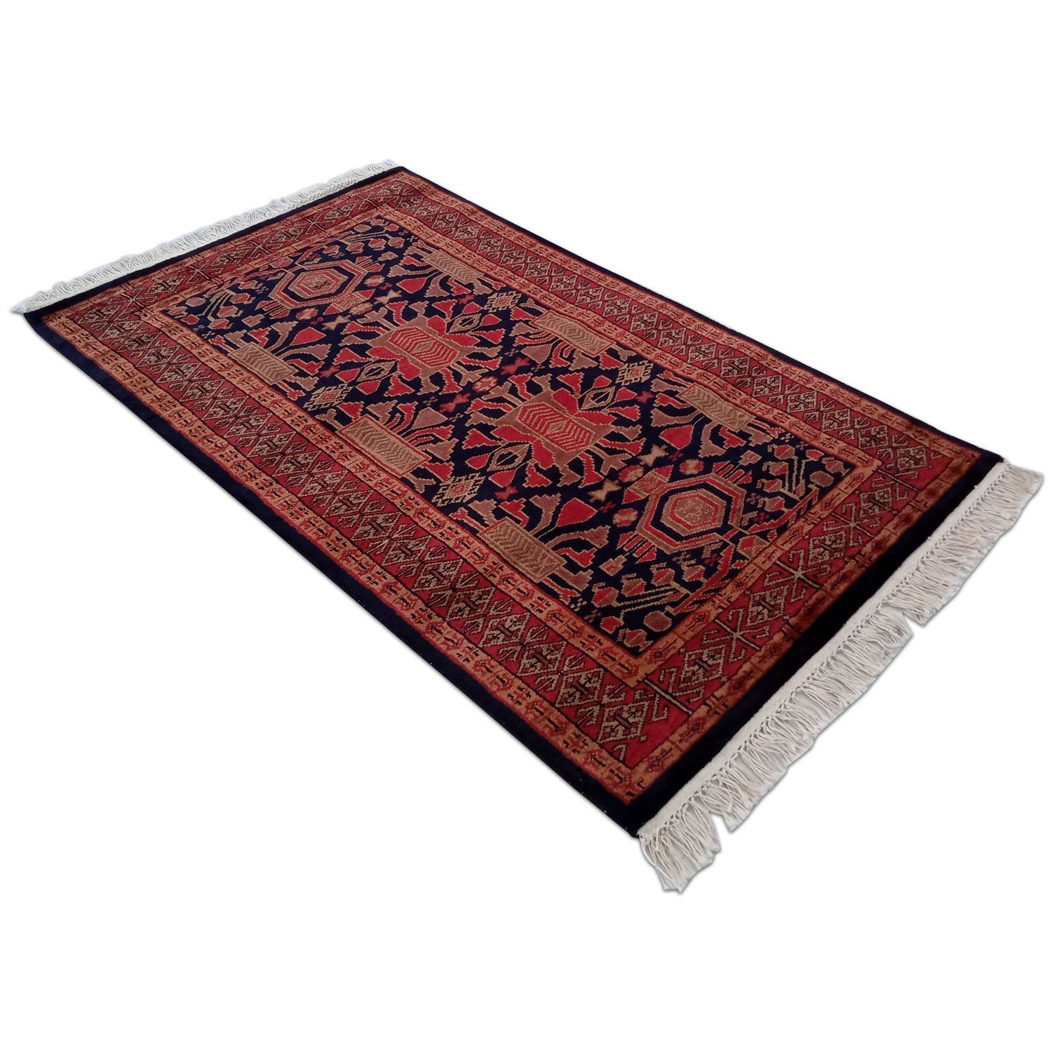 3×5 Feet Hand Knotted Kenkda Wool Carpet Black - Image 2