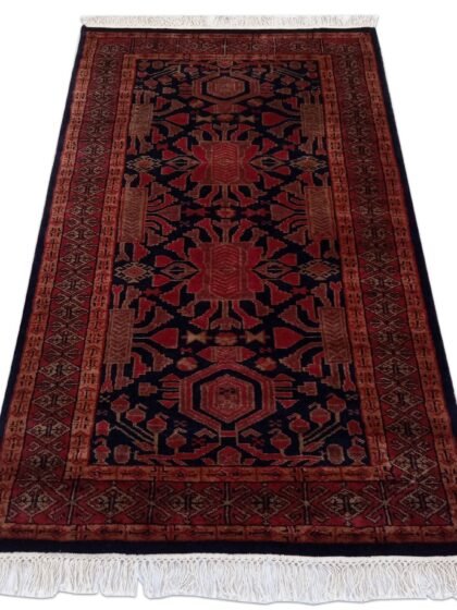 3×5 Feet Hand Knotted Kenkda Wool Carpet Black