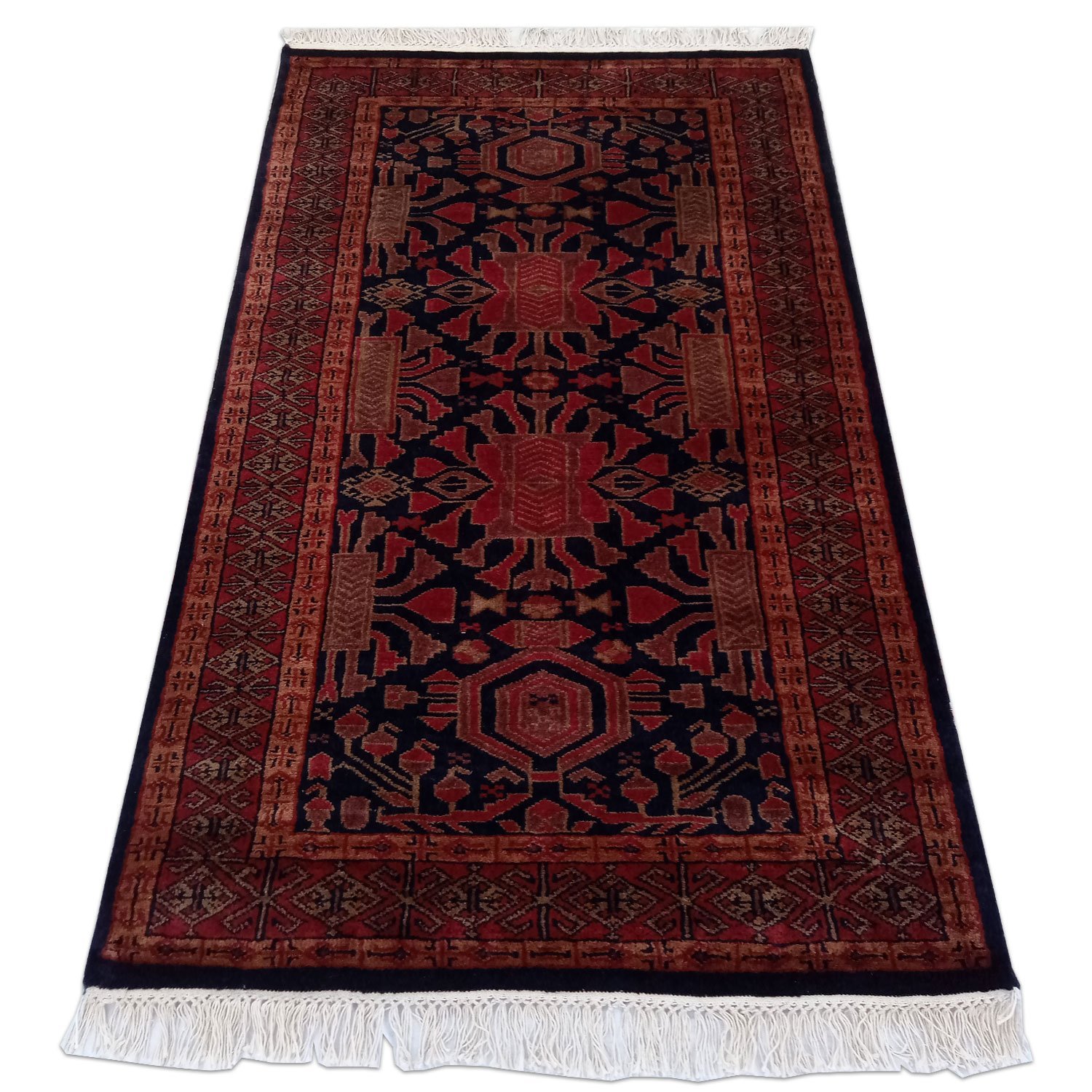 3×5 Feet Hand Knotted Kenkda Wool Carpet Black