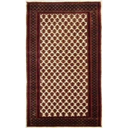 3×5 feet Hand Knotted Wool Carpet Lichi White