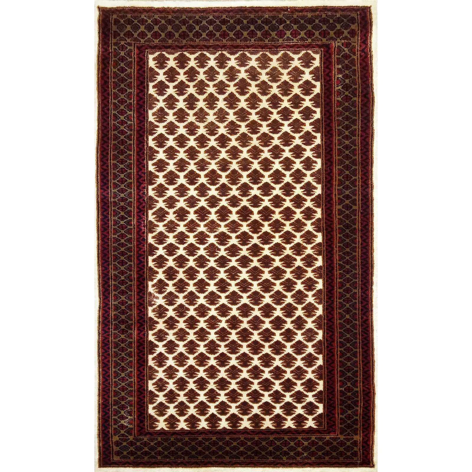 3×5 feet Hand Knotted Wool Carpet Lichi White