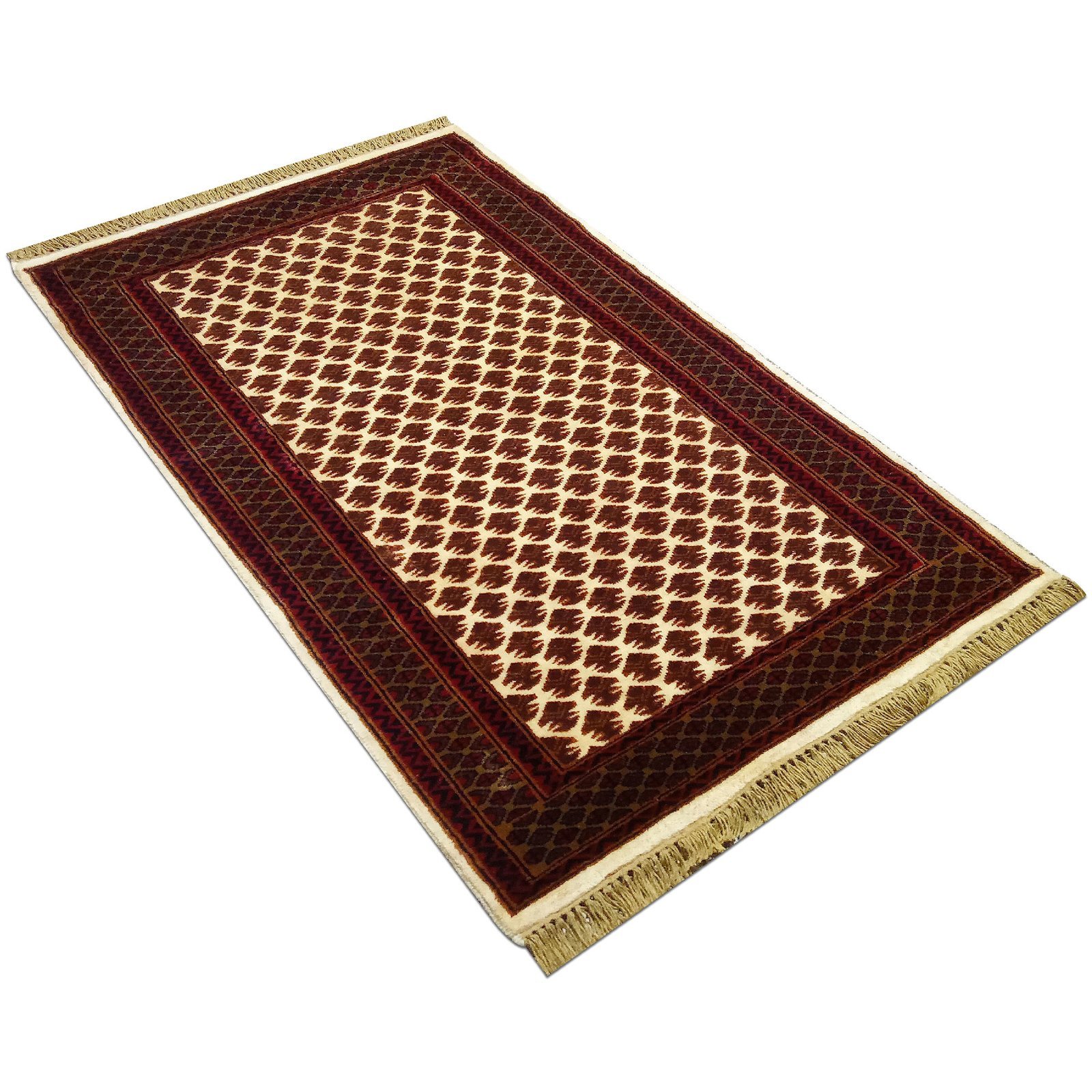 3×5 feet Hand Knotted Wool Carpet Lichi White - Image 3