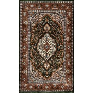 3x5 ft Hand Knotted Wool Carpet – Green Indo-Persian Medallion | Traditional Oriental Area Carpet