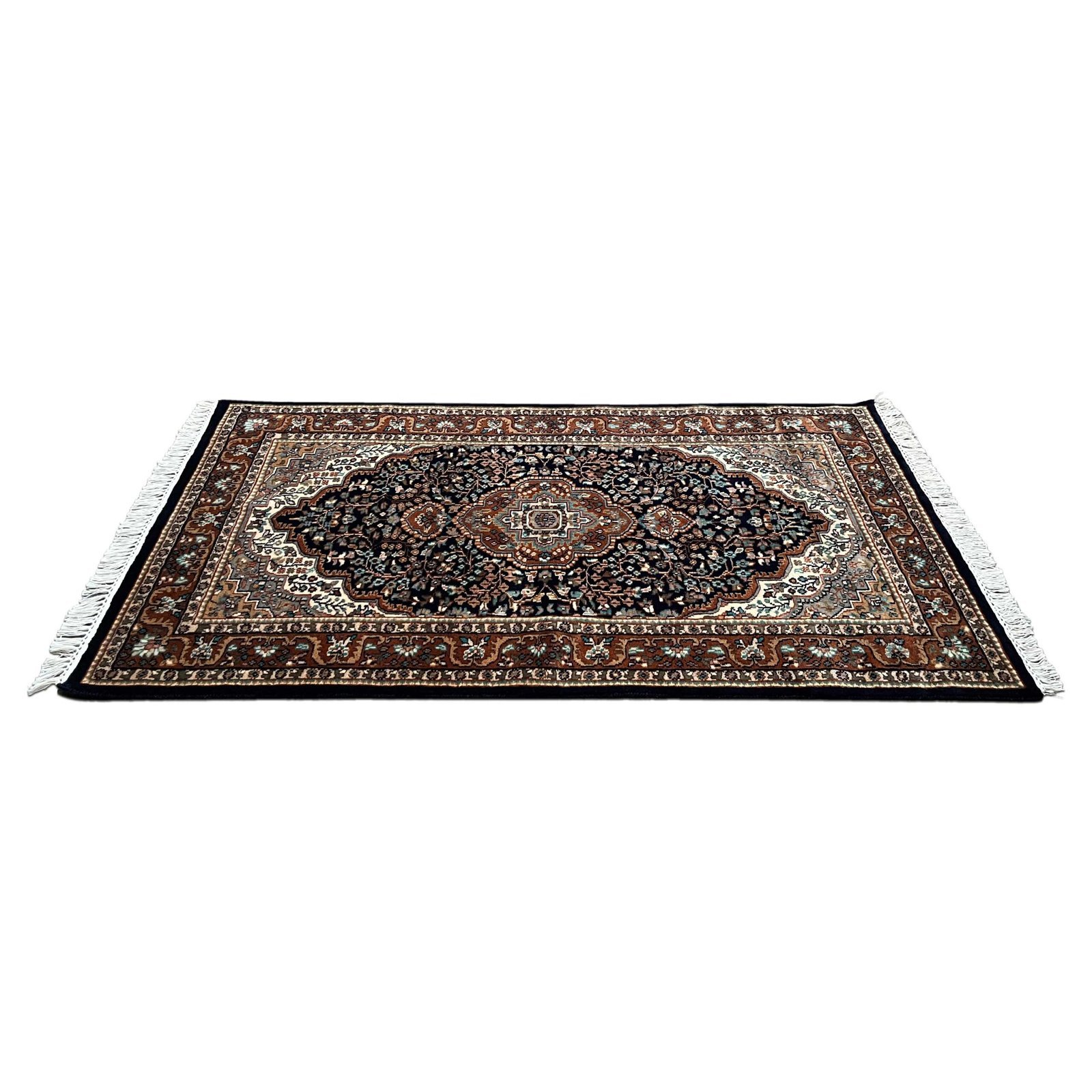 3x5 ft Hand Knotted Wool Carpet – Black Indo-Persian Medallion | Classic Oriental Area Carpet - Image 6