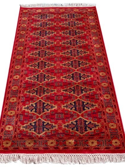 3×5 Feet Hand Knotted Bukhara Wool Carpet Red