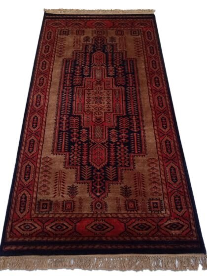 3×5 Feet Hand Knotted Wool Carpet Black & Brown