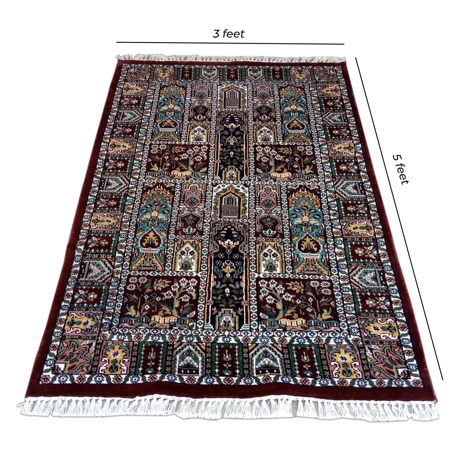 3×5 feet Hand Knotted Bamboo Silk Bamboo Silk Carpet Hamadan