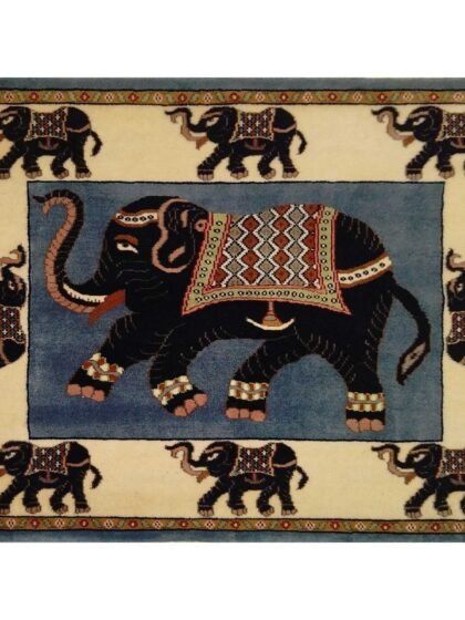 4x3 feetElephant Carpet Wool Hand Knotted