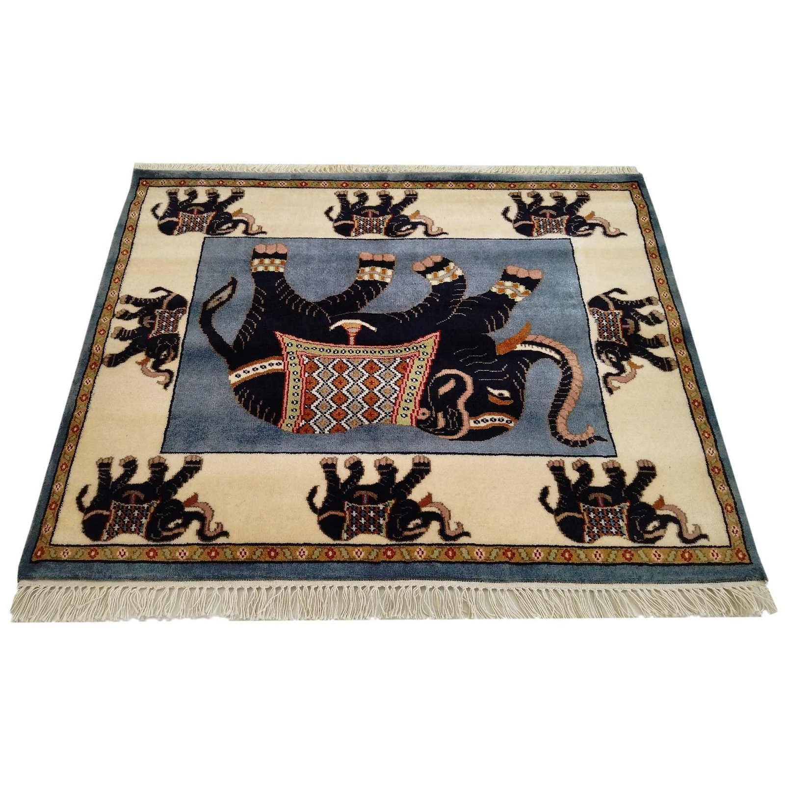 4x3 feetElephant Carpet Wool Hand Knotted - Image 3