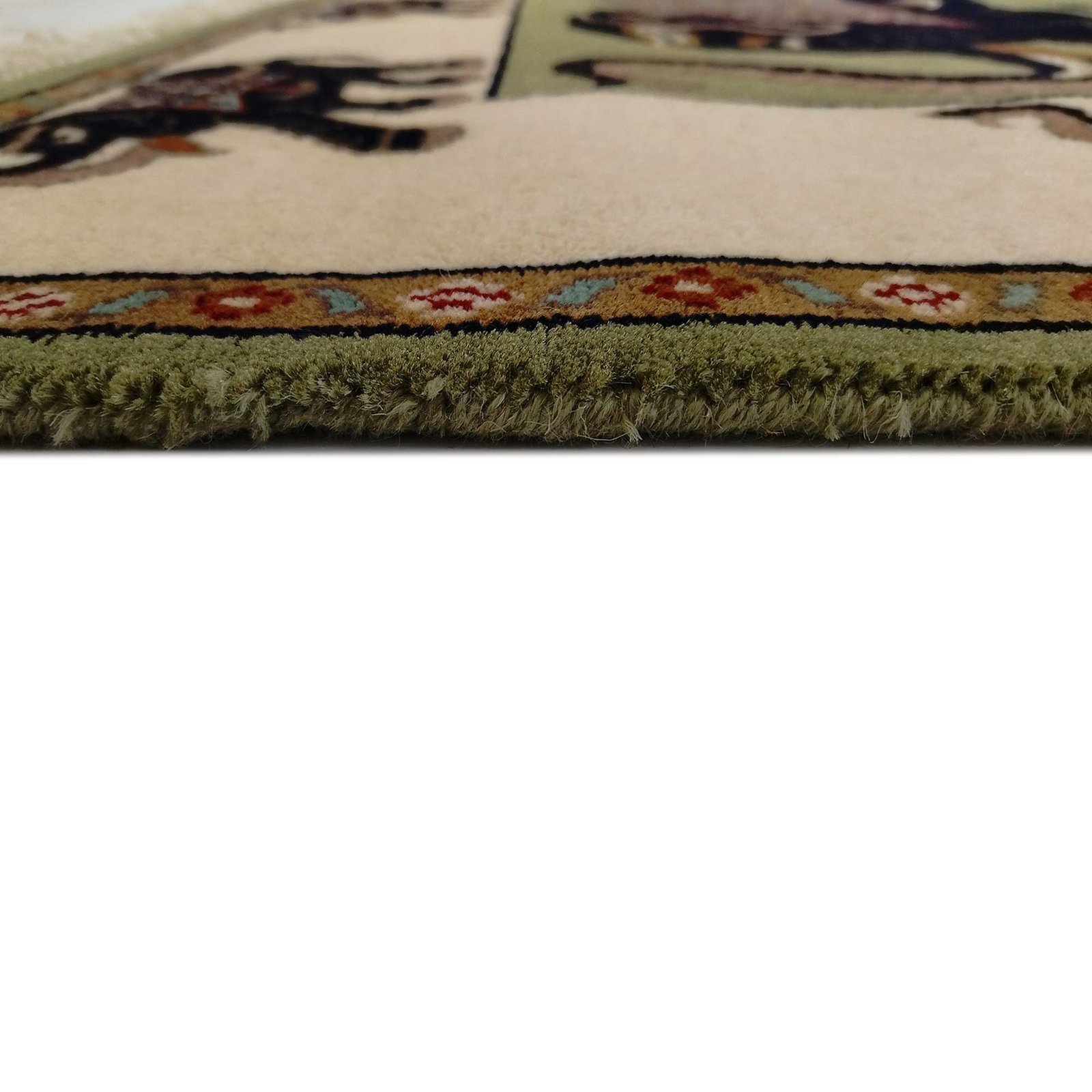 4x3 feet Hand Knotted Elephant Carpet Green - Image 6