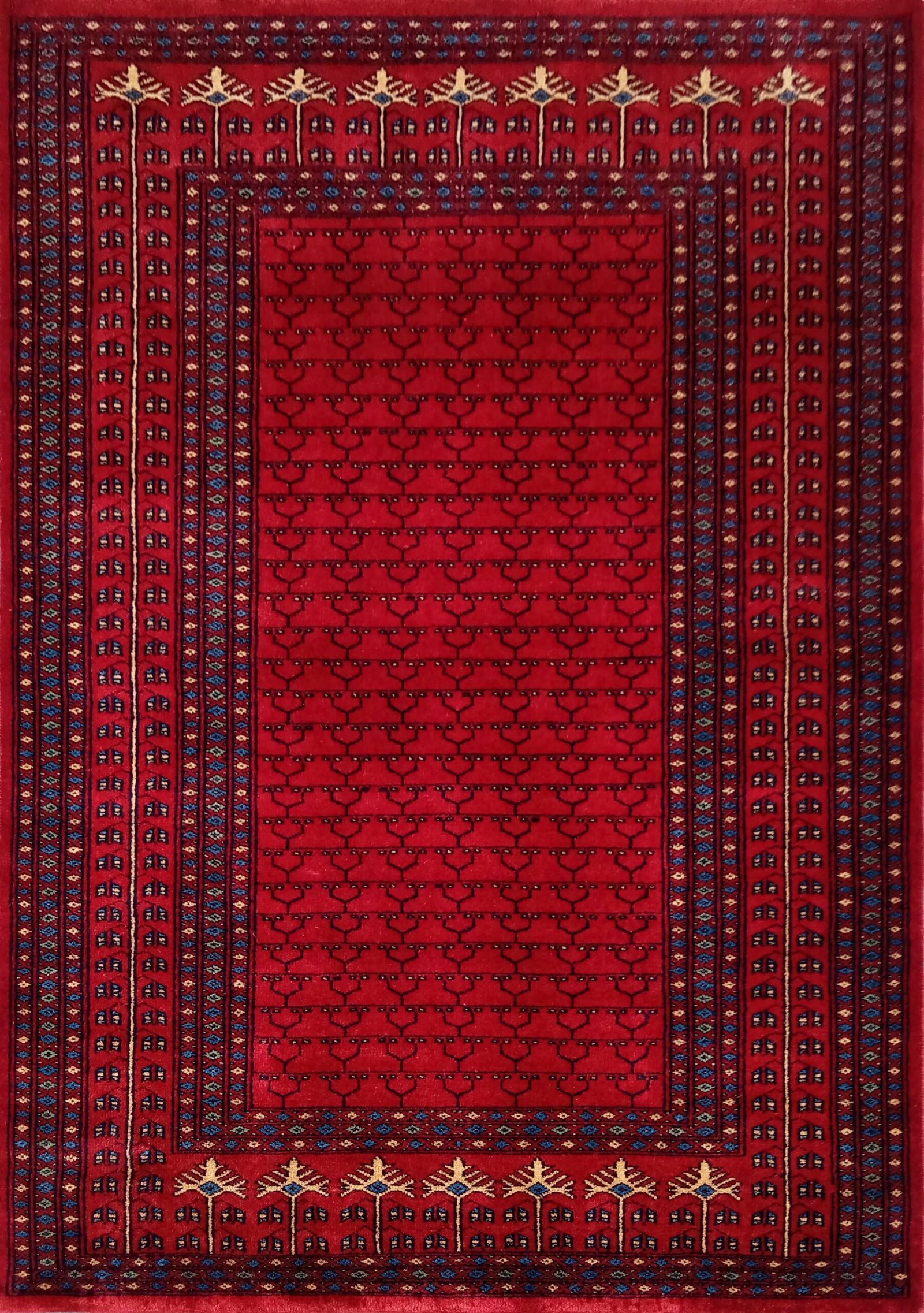4x6 feet Hand Knotted Wool Carpet Red Parda - Image 2