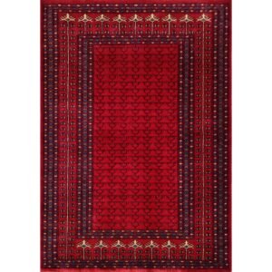 4x6 feet Hand Knotted Wool Carpet Red Parda