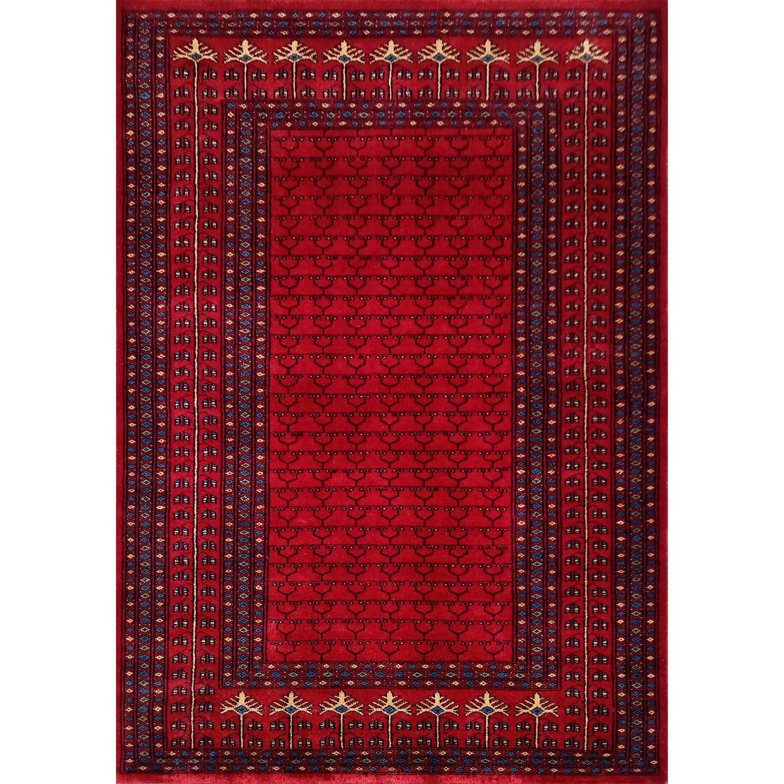 4x6 feet Hand Knotted Wool Carpet Red Parda