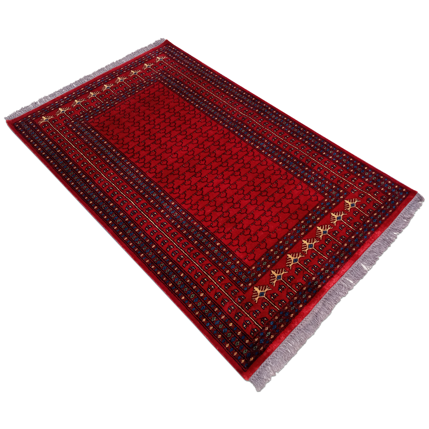 4x6 feet Hand Knotted Wool Carpet Red Parda - Image 3