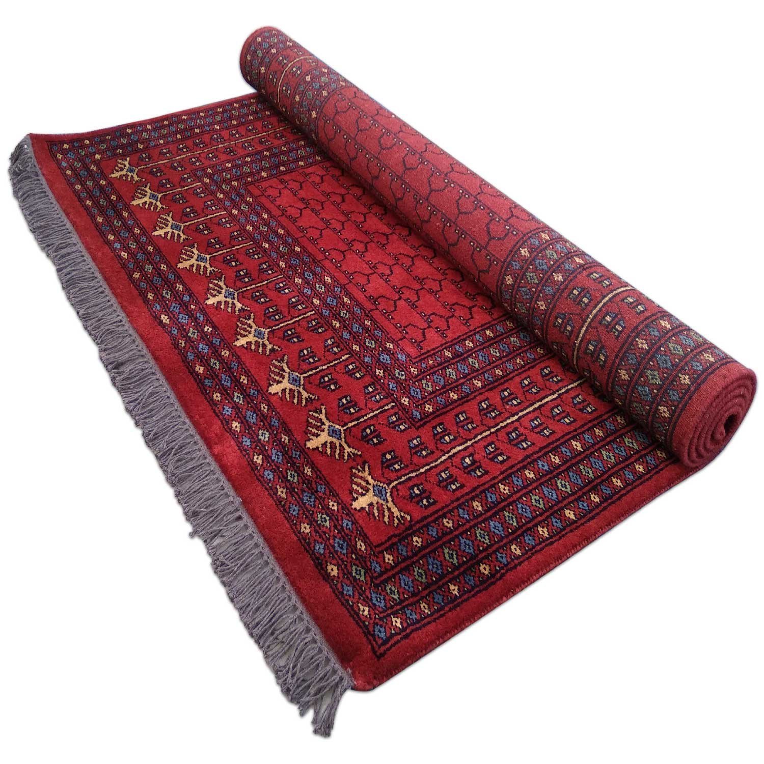 4x6 feet Hand Knotted Wool Carpet Red Parda - Image 5